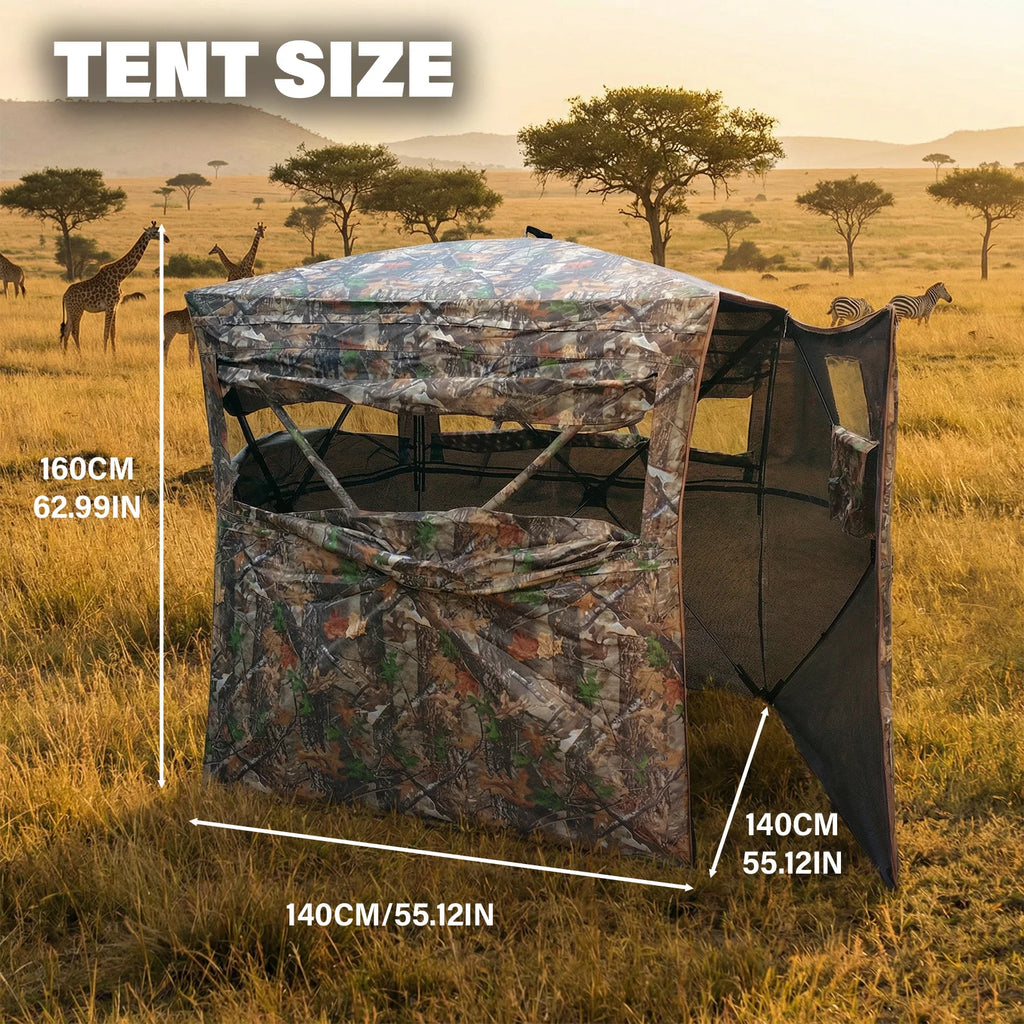 Camouflage Pop-Up Hunting Blind Easy Setup Ground Shelter Outdoor Camo Blind with Storage for Deer Turkey Duck Archery Season
