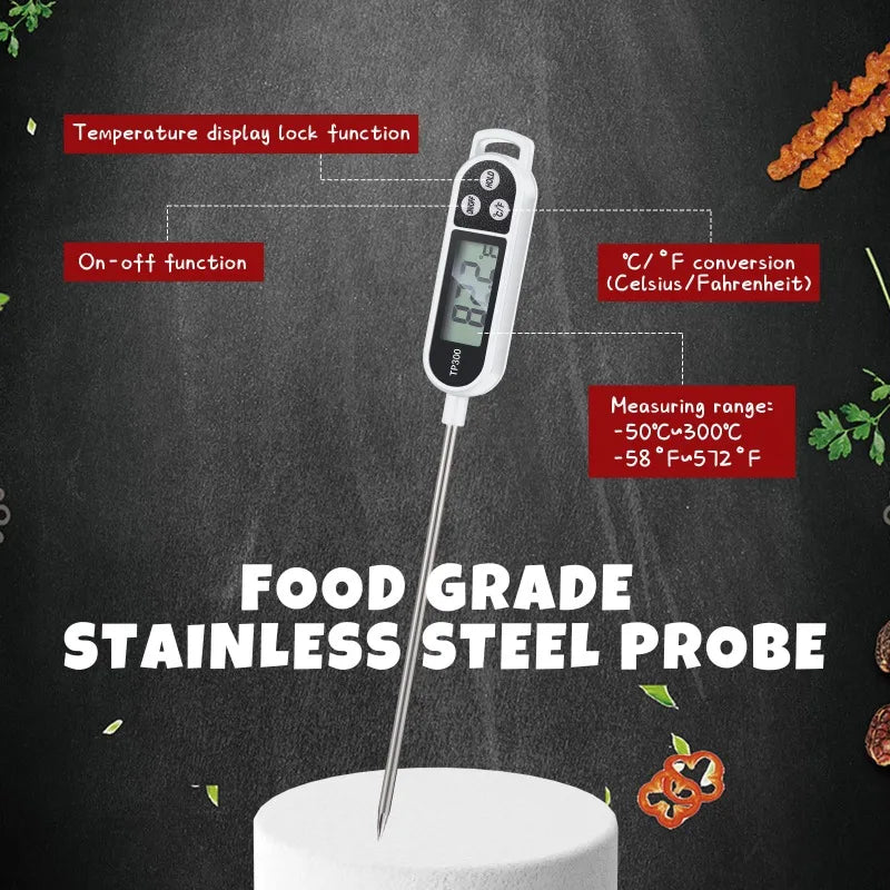 Food Thermometer Probe Type Electronic Kitchen Digital Thermometer for Meat Milk Cooking Food BBQ TP300 Temperature Gauge Tool