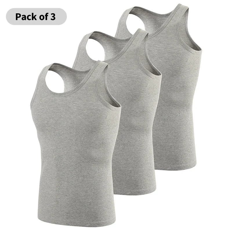 1 Pack Four Seasons Men's Cotton Joker Vest Teenagers Simple Fit Sports Fitness T-shirt Middle-aged Casual Sleeveless Shirt