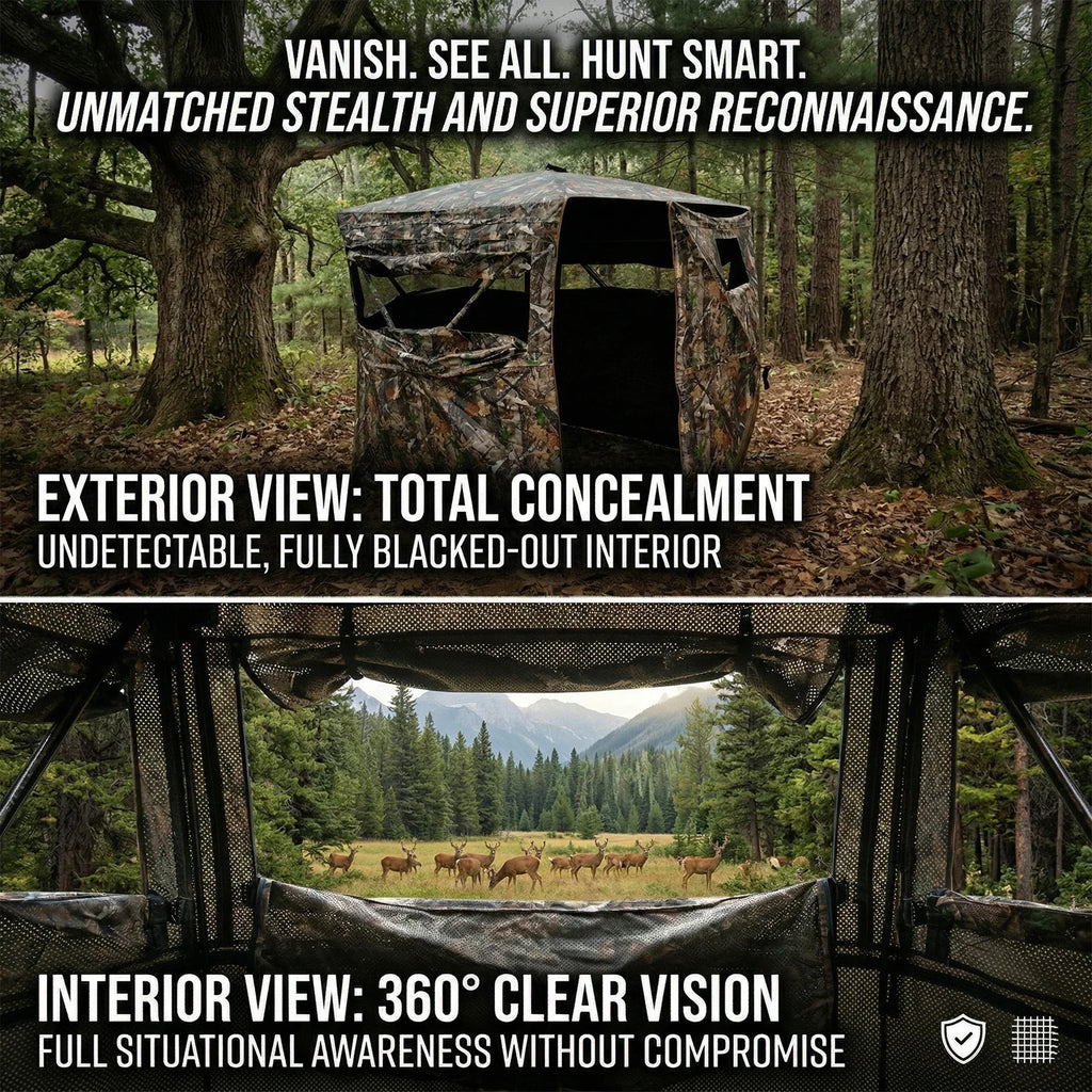 Camouflage Pop-Up Hunting Blind Easy Setup Ground Shelter Outdoor Camo Blind with Storage for Deer Turkey Duck Archery Season