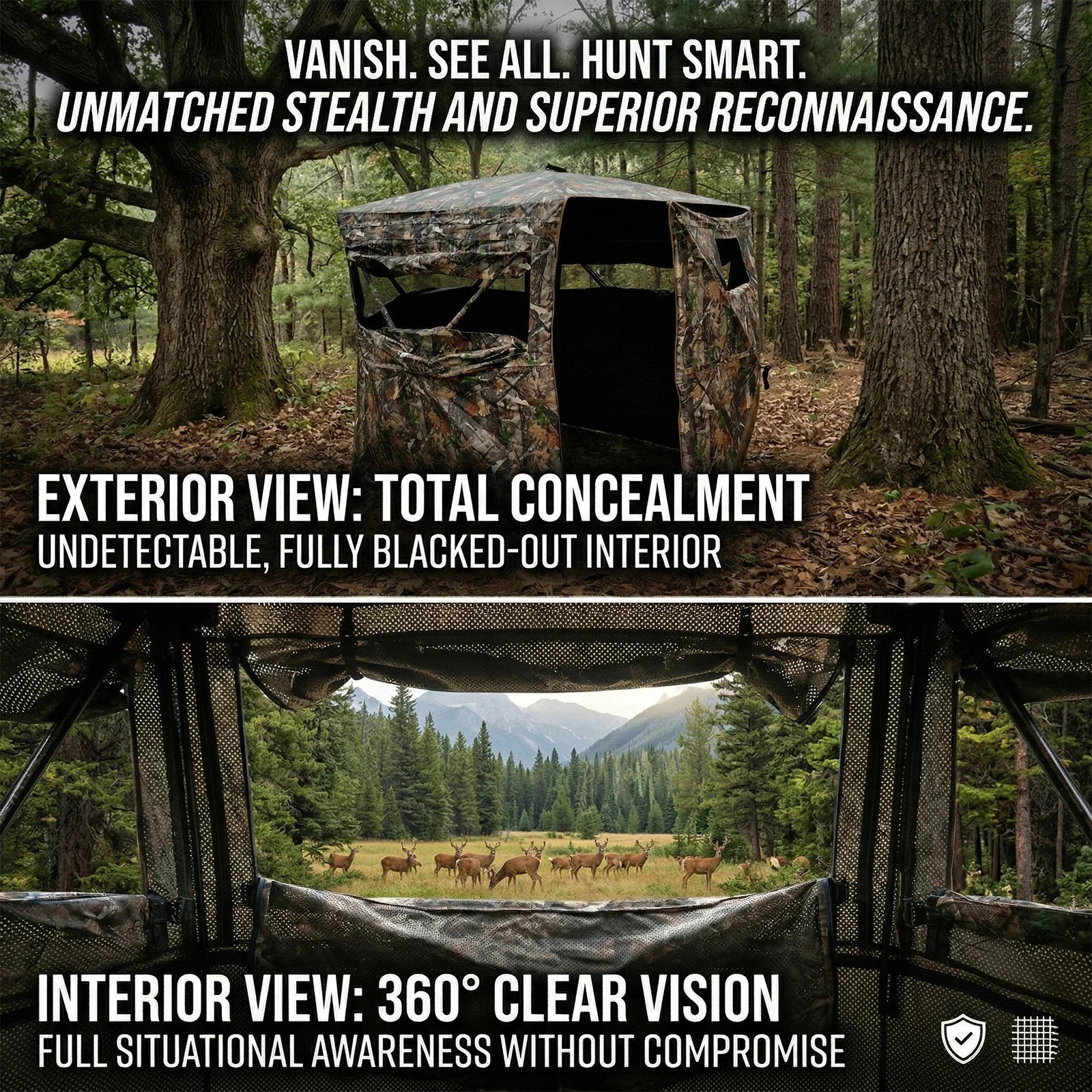 Camouflage Pop-Up Hunting Blind Easy Setup Ground Shelter Outdoor Camo Blind with Storage for Deer Turkey Duck Archery Season
