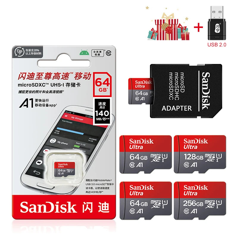 Micro SD Memory Card TF/SDCard 32GB 64GB 256GB 512GB 120M/S Class10 UHS-1 Flash Ultra 128GB Camera/Phone For Card Reader/Adapter