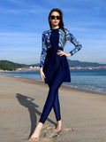 Womens 3-Piece Beach Swim Set With Long Sleeve Top And Skirt