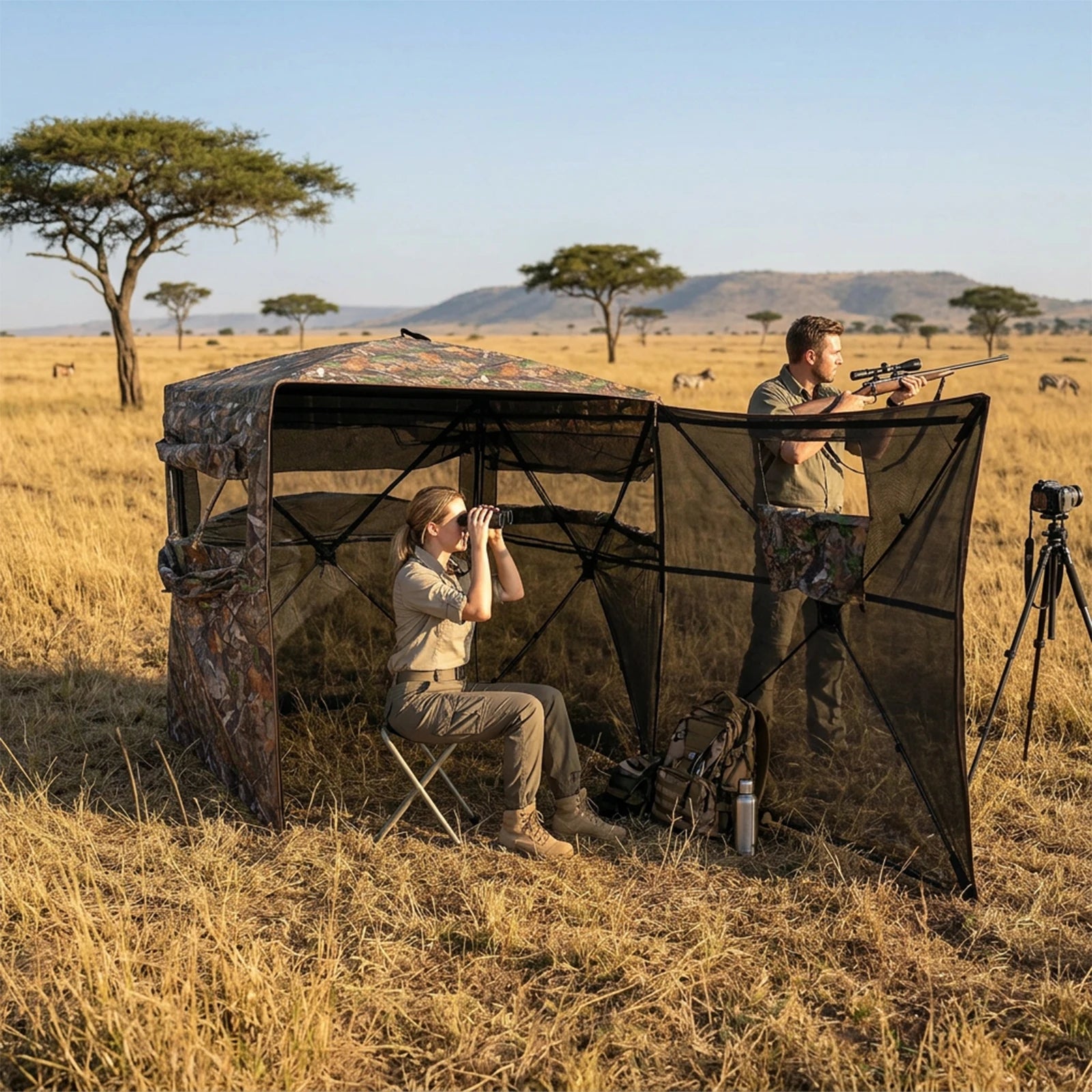 Camouflage Pop-Up Hunting Blind Easy Setup Ground Shelter Outdoor Camo Blind with Storage for Deer Turkey Duck Archery Season