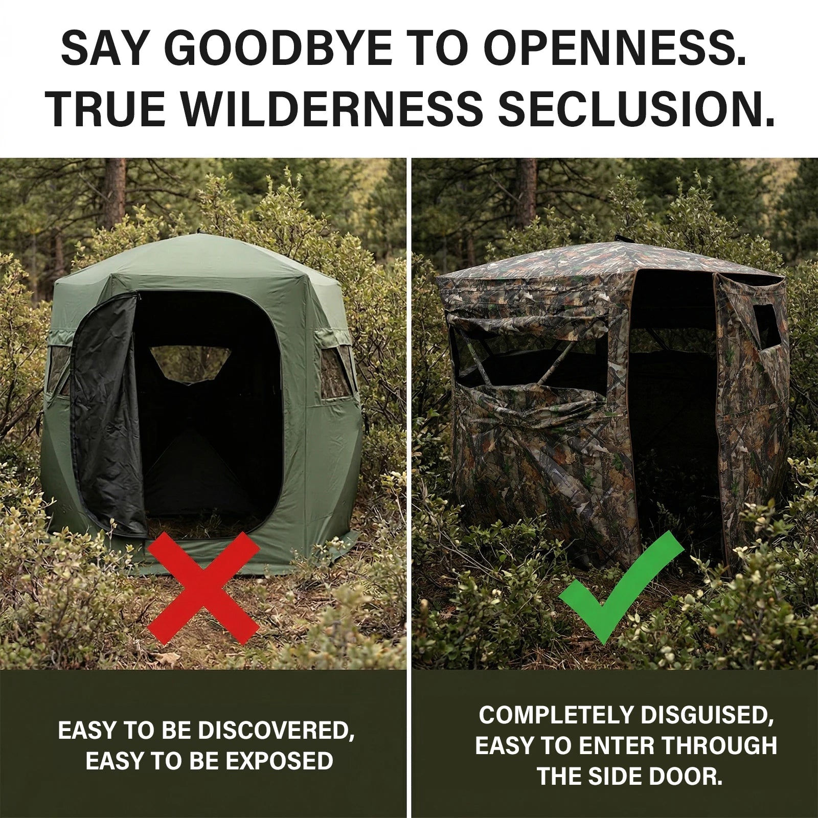 Camouflage Pop-Up Hunting Blind Easy Setup Ground Shelter Outdoor Camo Blind with Storage for Deer Turkey Duck Archery Season