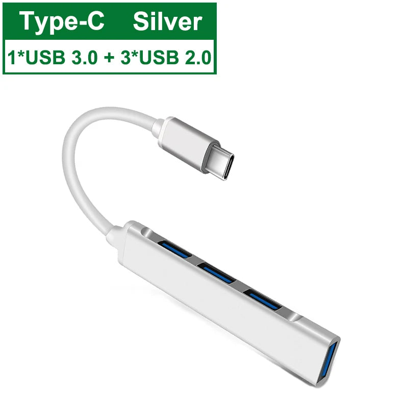 4-Port Multi-Splitter Type C Hub USB Adapter OTG for Xiaomi Lenovo MacBook 13 15 Air pro PC - Computer Accessories