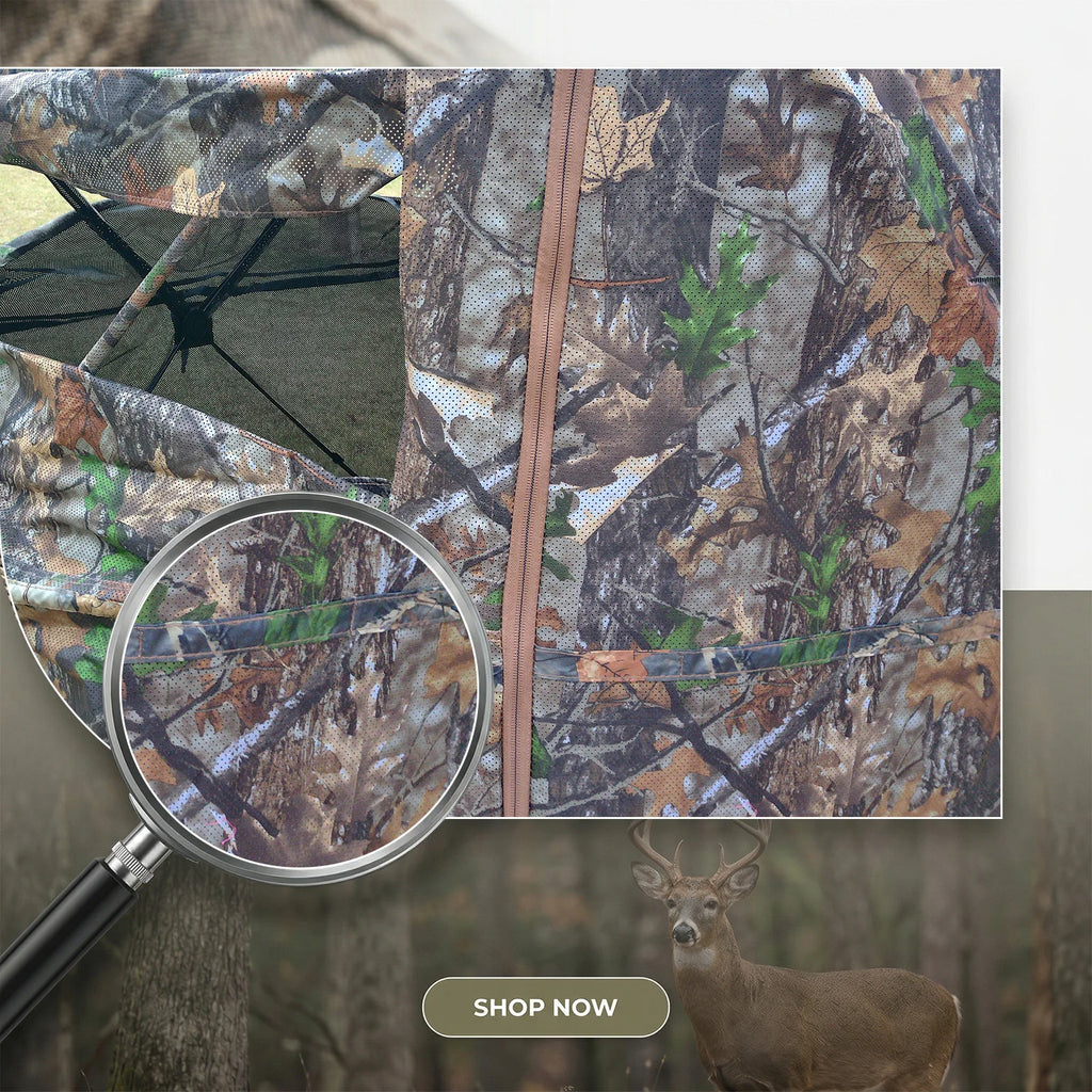 Camouflage Pop-Up Hunting Blind Easy Setup Ground Shelter Outdoor Camo Blind with Storage for Deer Turkey Duck Archery Season
