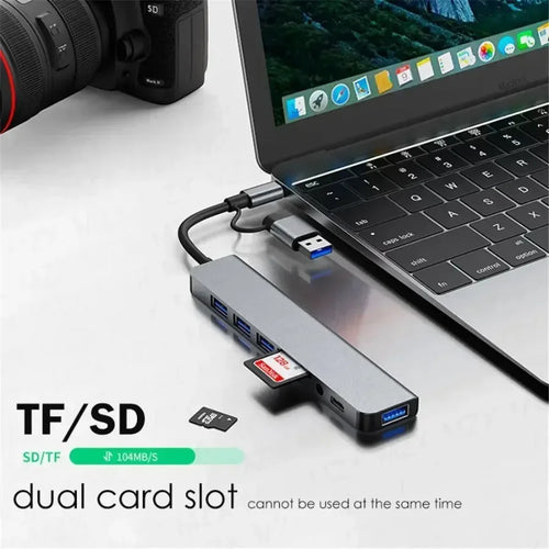 7/8 in1 USB C Hub Expander Multiport Adapter Type C Splitter Dock USB 3 Port for Xiaomi Phone Tablet Fast Data Transfer